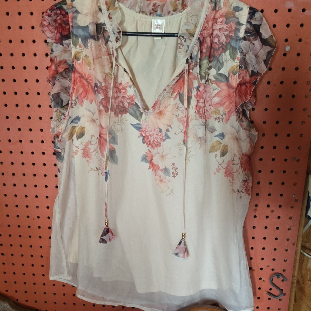 Floral Ruffle Sleeve Women's Top